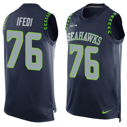 Men's Limited Germain Ifedi Nike Jersey Navy Blue - #76 Player Name & Number Tank Top NFL Seattle Seahawks